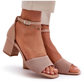 Damesandaler på høj hæl, beige