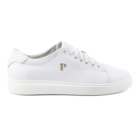 POLBUT 2127 herresneakers i læder, hvid