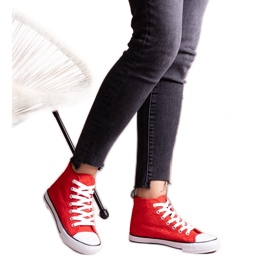 Røde high-top sneakers med blonder fra Bonifakima