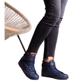 Marineblå high-top sneakers lavet af Bonbonita øko læder