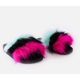 Sorte flip-flops med farverig pels fra Nadiminha flerfarvet