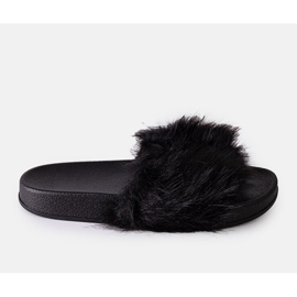 Candy sorte flip-flops med pels