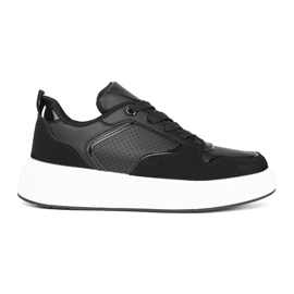 Sorte sneakers til kvinder med tyk sål