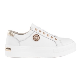 Goodin Hvide lædersneakers med tyk sål