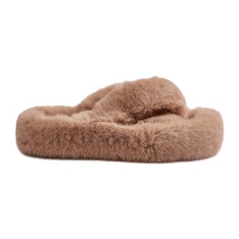 Dame pels hjemmesko med tyk sål, Beige Lavitera