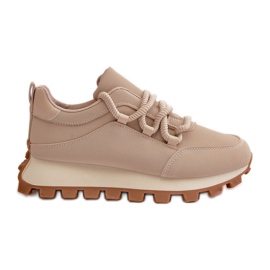 Sportssko Sneakers på platform lavet af øko-læder, Beige Riadella