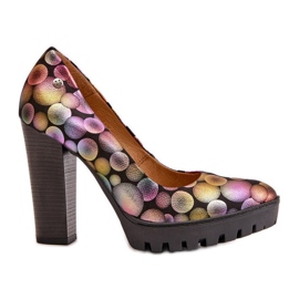 Læderpumper på høj hæl Maciejka 02629-39 Multicolor sort