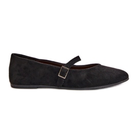 Eco Ruskind Sort Flade Ballet Flats Med Rem Tirilina