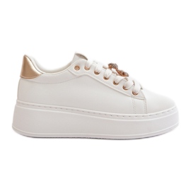 Platformsneakers til kvinder med bamse, hvid Vailina