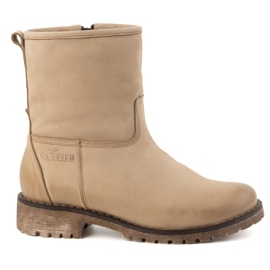 Olivier Dameisolerede vinterlæderstøvler 340BB, beige