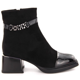 Ankelstøvler til kvinder med dekorative sorte hæle D&amp;A S.Barski Premium Collection MR880-018