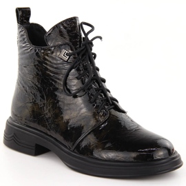 Laklæder ankelstøvler D&amp;A S.Barski Premium Collection LZ42-042 sort