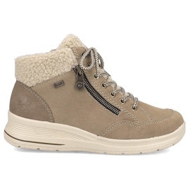 Beige læder vandtætte ankelstøvler til kvinder Rieker L7701-24