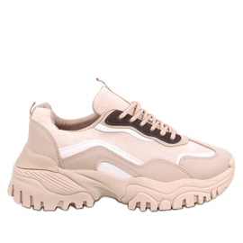Lammes Khaki damesneakers beige