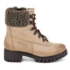 Olivier Dame læderstøvler, isolerede vinterstøvler, 330BB, beige