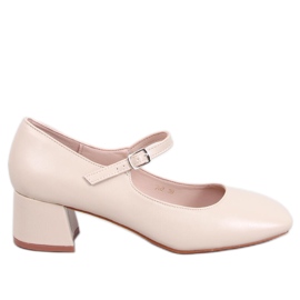 Mary Jane Kelsey Beige pumps med høj hæl