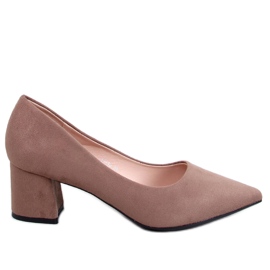 Farrin Khaki pumps med lav hæl brun