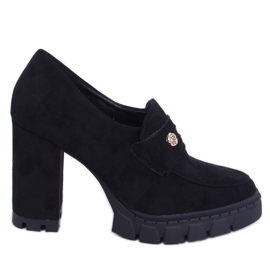 Lains Black højhælede og platform loafers sort