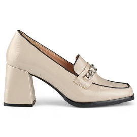 Beige elegante laksko med høje hæle