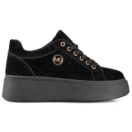 Sorte damesneakers med tyk sål