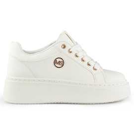 Hvide damesneakers med tyk sål