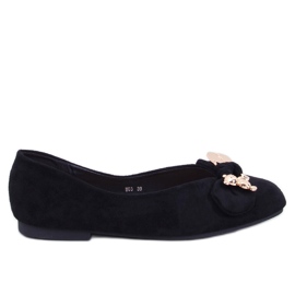 Cranny Black ballerinasko med en gylden bamse sort