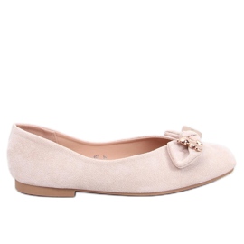 Cranny Beige gyldne bamse ballerinasko