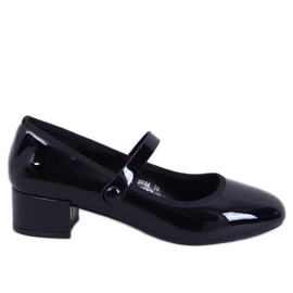 Weinis Black patent højhælede ballet flade sort