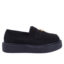 Anisha Black platform loafers med shearling sort