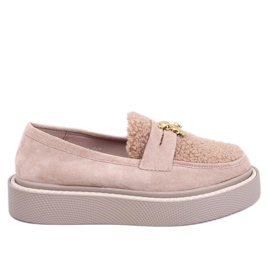Anisha Khaki platform loafers med shearling beige