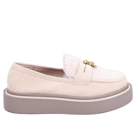 Anisha Beige platform loafers med shearling