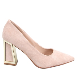Constie Beige geometriske højhælede pumps