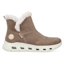 Vandtætte læder ankelstøvler til kvinder, beige snestøvler Rieker M6050-64