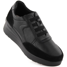 Kile-sneakers i læder til kvinder, sorte Sergio Leone PB236-S