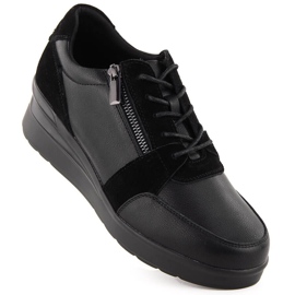 Kile-sneakers i læder til kvinder, sorte Sergio Leone PB236-S