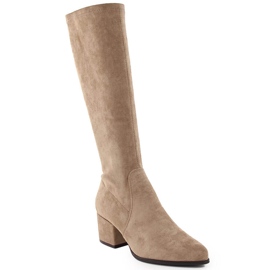 Højhælede ruskindsstøvler til kvinder, beige Sergio Leone KZ212