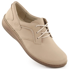 Komfortable beige damelædersko Helios 715