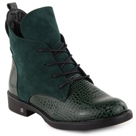 Ankelstøvler med flad hæl til kvinder, isolerede, grønne Potocki SZ12080