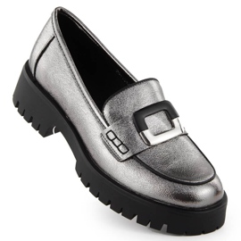 Dame loafers med metallisk sølv dekoration Potocki 12420