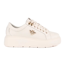 Beige platformssneakers i læder hvid