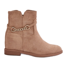 Dame ankelstøvler med skjult kile Fremstillet af Eco Ruskind, Beige Ofcorna