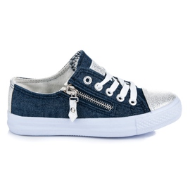 Sport Denim sneakers på platformen blå