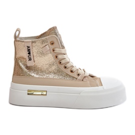 Sneakers med høj platform til kvinder Beige og guld Averira