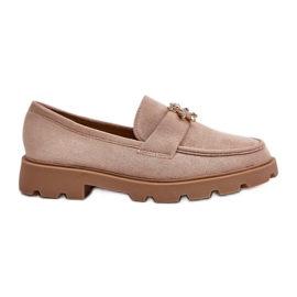 Øko ruskindsmokkasiner til kvinder med en bamse, beige Kaithra