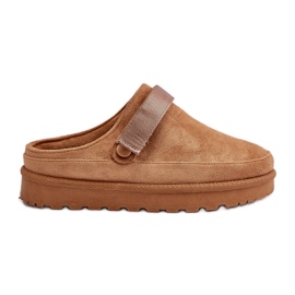 Flip-flops med pels for kvinder på Camel Azida-platform brun