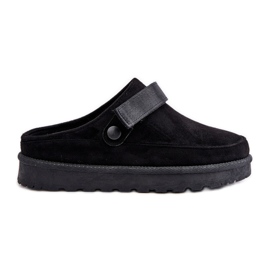Flip-flops med pels for kvinder på Black Azida-platformen sort