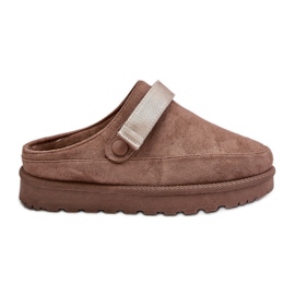 Flip-flops med pels for kvinder på platformen, brun Azida beige