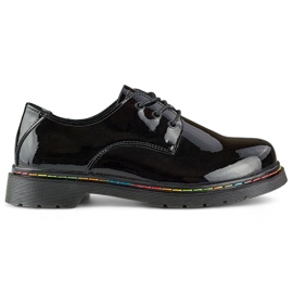 Kvinde læder sort patent oxfords, naturligt læder