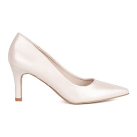Klassiske, elegante stiletpumps med perle beige