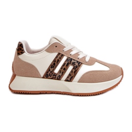 Leopardsneakers til kvinder, sportssko på platformen, Beige Thari